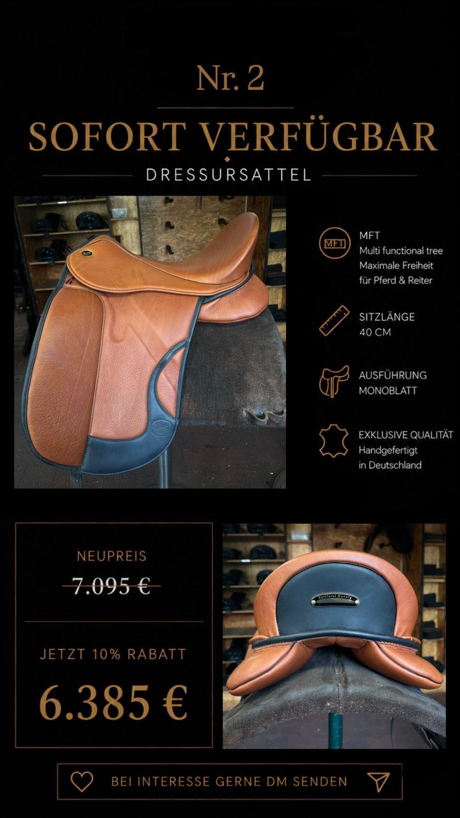 Dressursattel Nr. 2, Sitzlänge 40 cm, sofort verfügbar