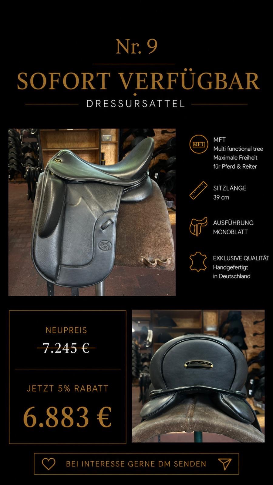 Dressursattel Nr. 9, Sitzlänge 39 cm, sofort verfügbar