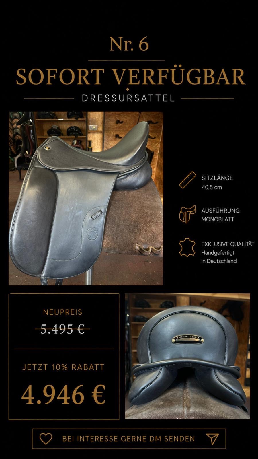 Dressursattel Nr. 6, Sitzlänge 40,5 cm, sofort verfügbar