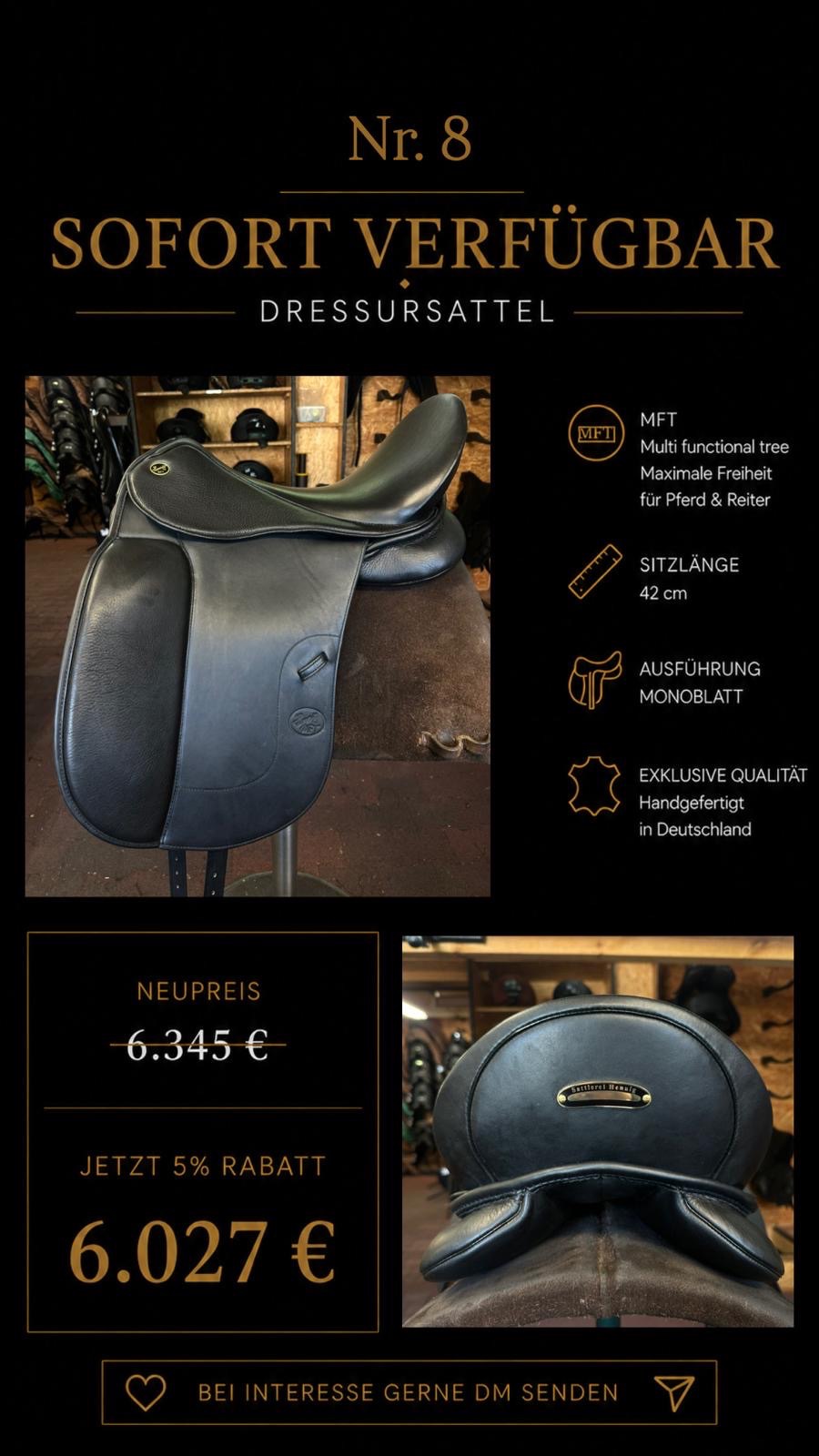 Dressursattel Nr. 8, Sitzlänge 42 cm, sofort verfügbar