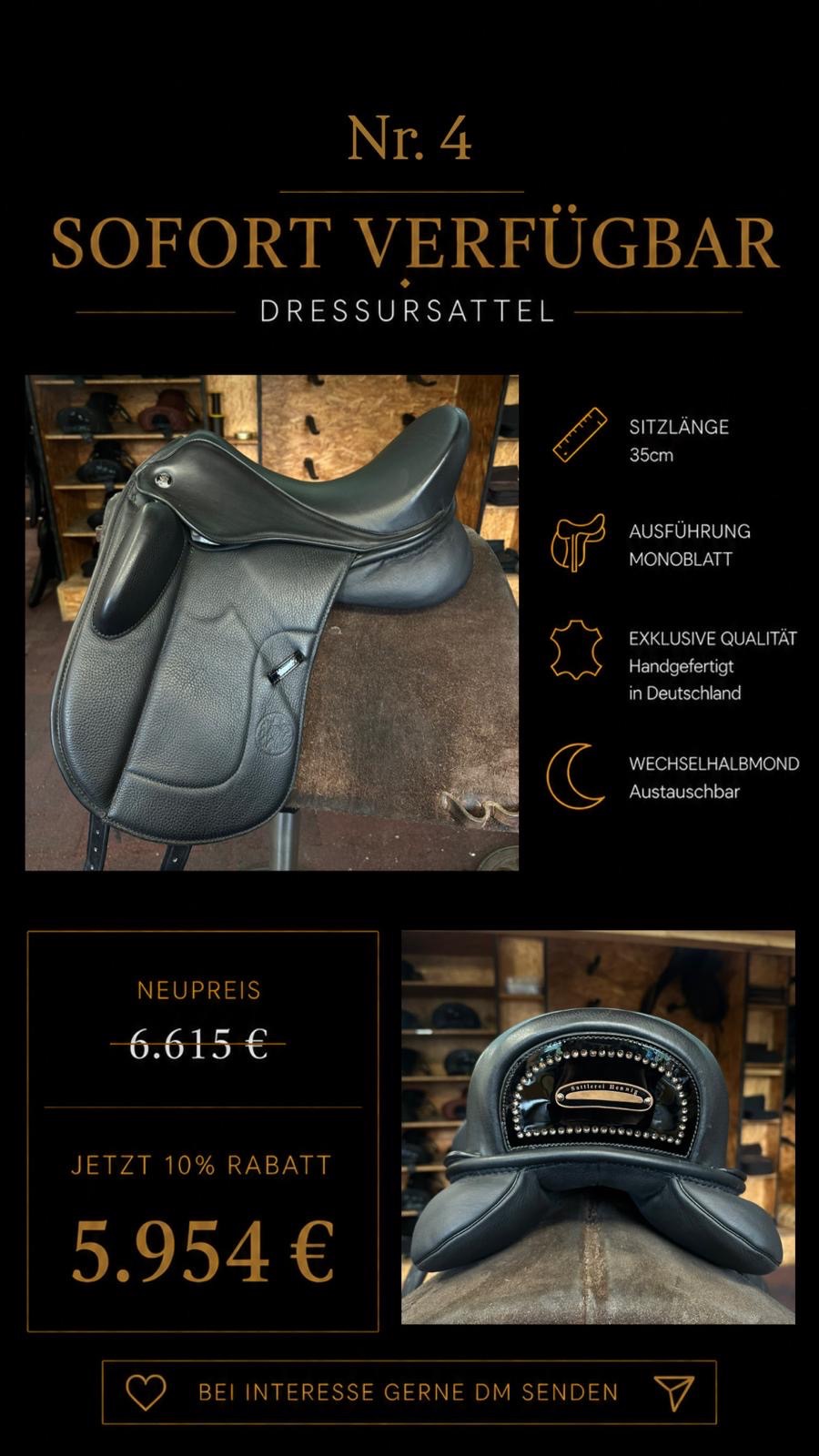 Dressursattel Nr. 4, Sitzlänge 35 cm, sofort verfügbar