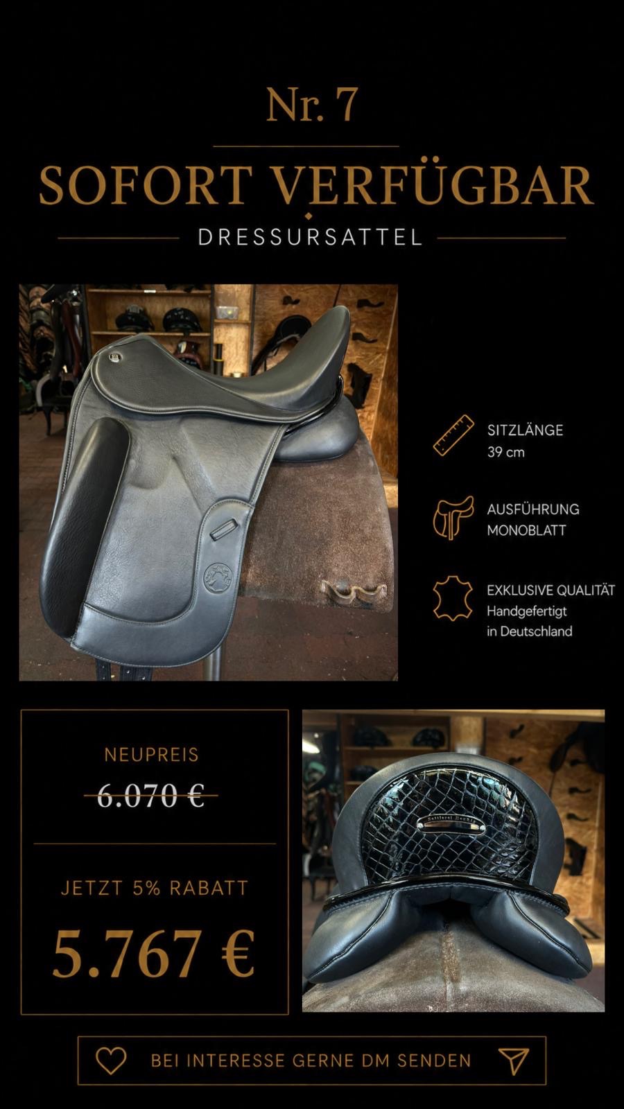 Dressursattel Nr. 7, Sitzlänge 39 cm, sofort verfügbar