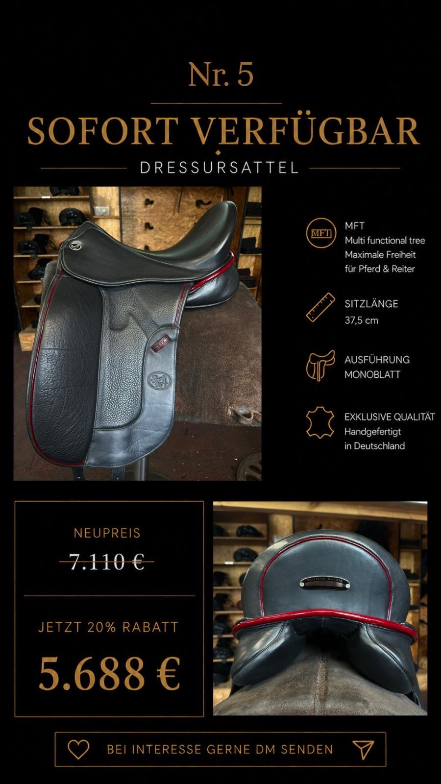 Dressursattel Nr. 5, Sitzlänge 37,5 cm, sofort verfügbar